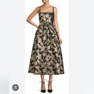 Antonio Melani Morgan Sleeveless Square Neck Jacquard A-Line Midi Dress